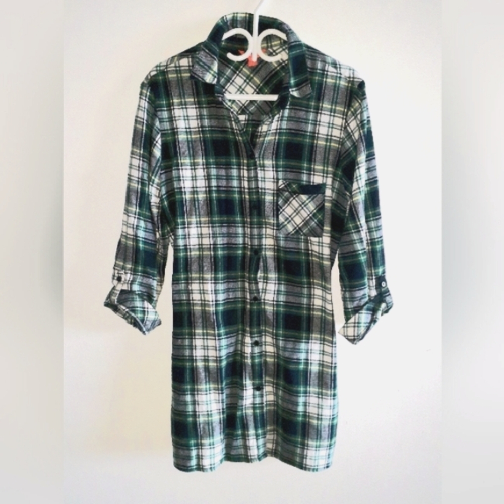 Cozy Tartan Shirt Dress, 100% Cotton, fits large